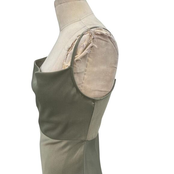BHLDN Cali Satin Cowl-Neck Midi Slip Dress Moss Green Size US 4 - Picture 7 of 16